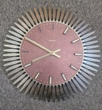 Vintage 70’s Acctim Starburst Wall Clock Mid Century Modern Retro Working Kitsch