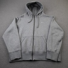 Nike Mens Hoodie Medium Light Grey Club Fleece Hooded Full Zip Sweater Jumper M