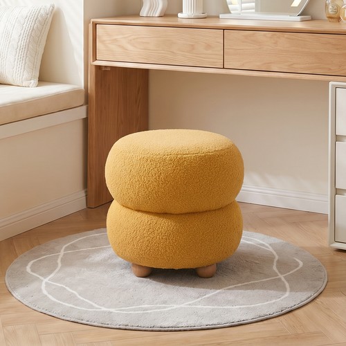 Round teddy fleece footstool - teddy,