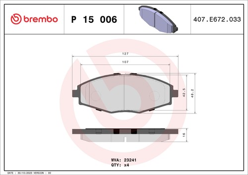 006 brembo brake pad - 15, set