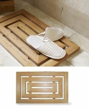 Bamboo Duck Board Luxury Patterned Wooden Rectangular Shower Bath Mat Bathroom