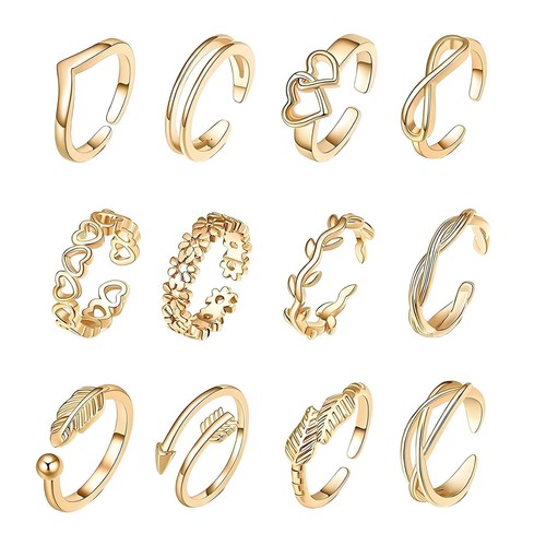 12pcs gold toe rings - rings, for