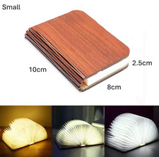 3D Folding Book LED Night Light, USB Desk Lamp, Bedroom,Kids, Walnut/Maple, XL