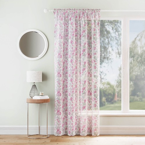 Floral voile curtain panel - voile,