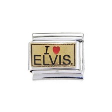 I love Elvis on gold background Italian charm - fits 9mm Italian Charm bracelet
