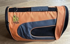 Magazine Pet Travel Carrier.  Approx. 18" x 11" x 10". Orange