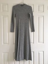 Zara Women’s New small Grey Maxi Dress long sleeves 