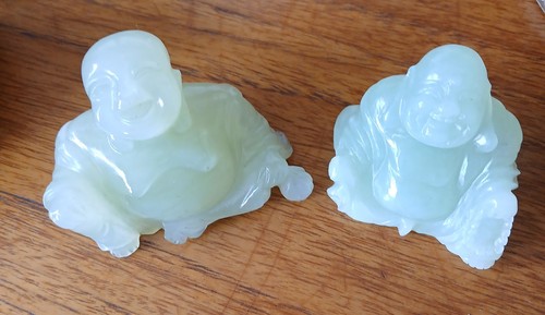 Carved jade laughing buddah - jade,