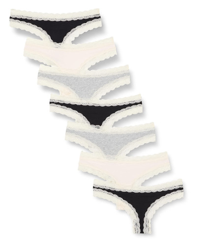 Women lace trim cotton thong - trim,