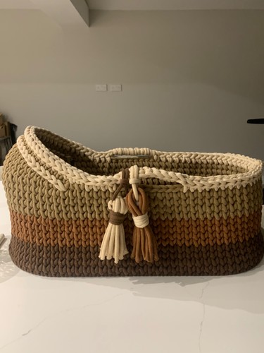 Handmade crochet moses basket - handmade,