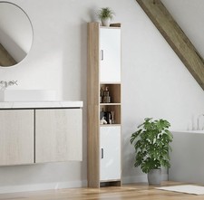 Bathroom Tall Cabinet, Narrow Bathroom Storage Unit with 2 Doors