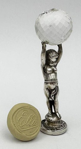 Antique white metal cherub - metal,
