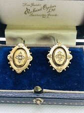 Victorian 15ct Gold & Seed Pearl Etruscan Earrings On French Wires c1880