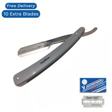BARBER SALON STRAIGHT CUT THROAT SHAVING RAZOR RASOIRS RASOI NAVALHA GREY