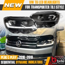VW Transporter T6 LED Bi-xenon Headlamps 2016-19 DRL Sequential Indicator UK