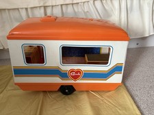 Pedigree Sindy Doll 1980s Vintage Orange and White Caravan Trailer Playset