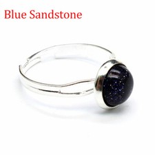 Natural Gemstone Chakra Round Ring Adjustable Crystal Quartz Beads Healing Reiki