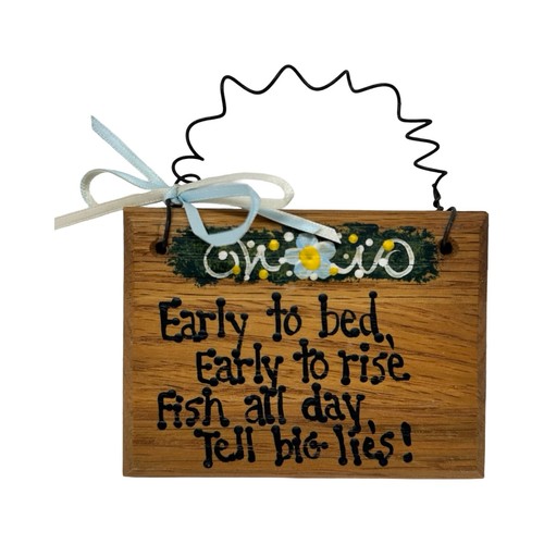 Vintage 90s fishing quote wood - vintage,