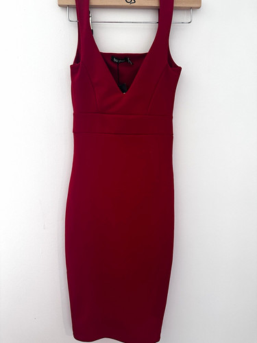 Boohoo red neck strappy - red, v-neck