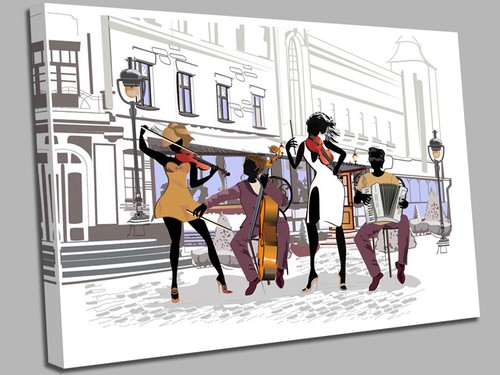 Street musicians jazz - jazz, canvas