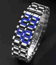 Fashion Mens Digital Lava Wrist Watch Men Black Full Metal Red Blue LED Display