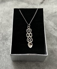 Sterling Silver Welsh Love Spoon Necklace hallmarked 1979 P&RH 17” chain  