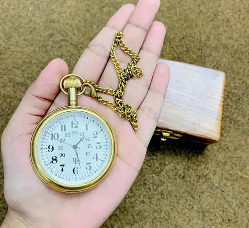 Vintage brass pocket watch - brass,