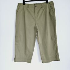 NEW Ann Harvey Plus Size 24-32 Cotton Stretchy Cropped Wide Leg Khaki Trousers