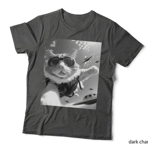 Skydiving cat selfie tee - skydiving, tee,