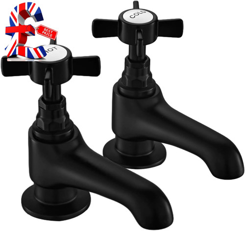 Black basin taps - black, pair