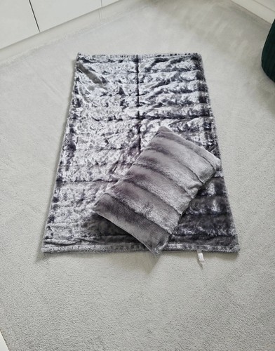 Bhs dark grey faux - fur, throw