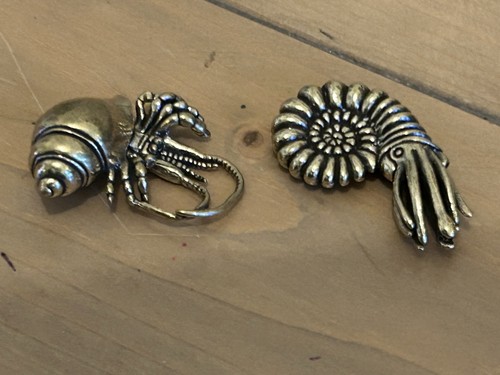 Pair vintage brass sea shell - pair,