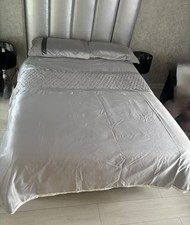 CATHERINE LANSFIELD Silver Grey Satin Velvet & Sequin Double Duvet Set (KYLIE)