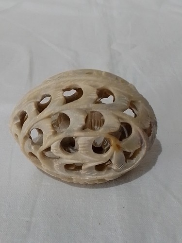 Soapstone carved egg with - carved,