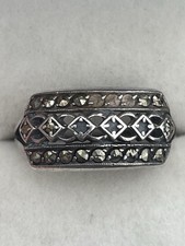 Vintage 925 Sterling Silver Ring Size Q Antique Marcasite Art Deco 
