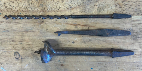 Three vintage auger - three, bits