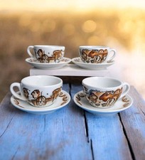 4 IPA Italy Porcelain Espresso Cappuccino Milano Latte Coffee Cup & Saucer Set