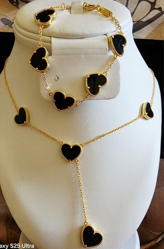 Black heart bracelet and - black,