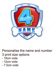 Paw Patrol Cake Topper Badge Logo Decoration Personalised Edible Icing