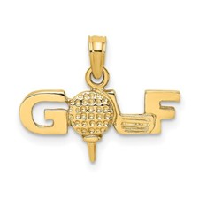 14K Yellow Gold Solid Polished Golf Pendant