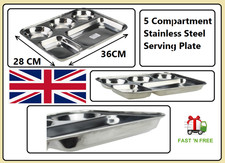 Premium 5 Compartment Stainless Steel Thali Plate Food Dinner Serving Dish Tray