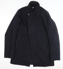 Reiss Men's Black Wool Coat, Medium, Mid-Length