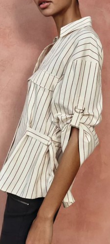 New zara striped safari shirt - striped,