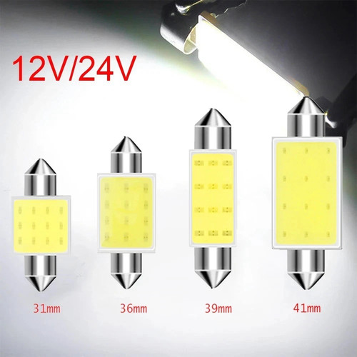 Car festoon white led cob - festoon, smd