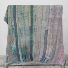 7 Pcs Vintage Kantha Bedspread Fine Hand Stitch Indian Cotton Quilt Throw