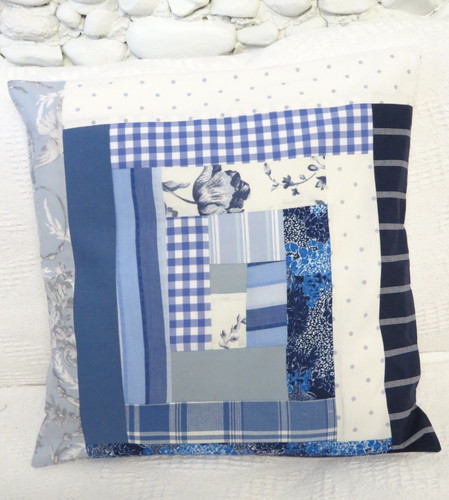 Patchwork cushion cover blue - patchwork,