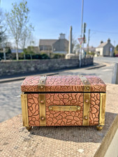 ANTIQUE VINTAGE COPPER BRASS TEA CADDY BOX WOOD TIN LINED CHEST HAMMERED EFFECT