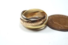 CARTIER 18K THREE COLOR GOLD TRINITY ROLLING BAND RING SMALL SIZE 