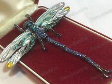 Large Articulated Big DRAGONFLY Crystal BROOCH Shawl Pin Vintage Style Jewellery