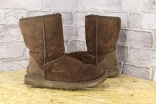 BROWN SUEDE SHEEPSKIN UGG AUSTRALIA CLASSIC SHORT BOOTS SIZE 6.5 / 39 USED CON